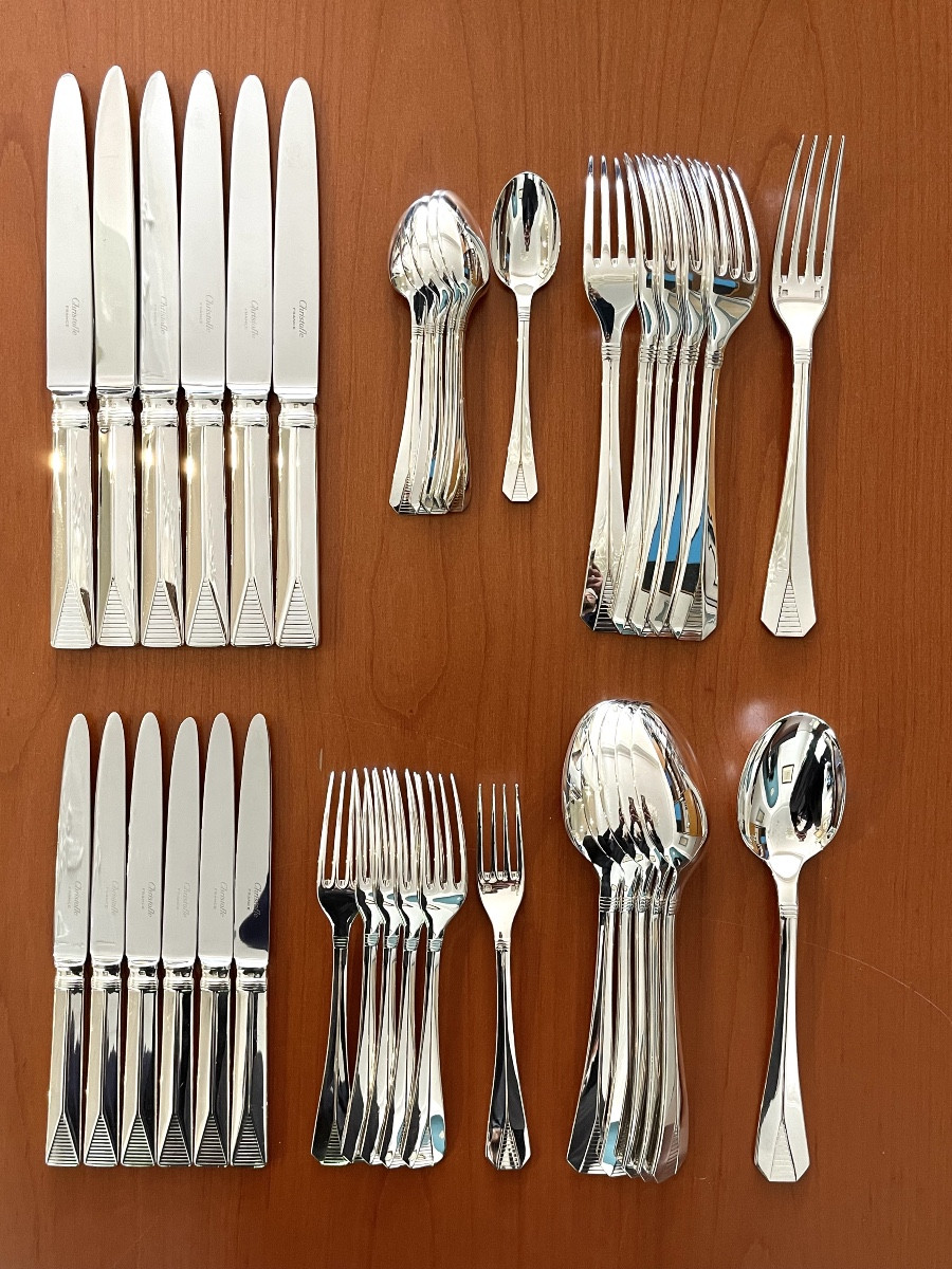 Christofle Atlantide , ménagère 6 pers 36 pieces avec entremet  