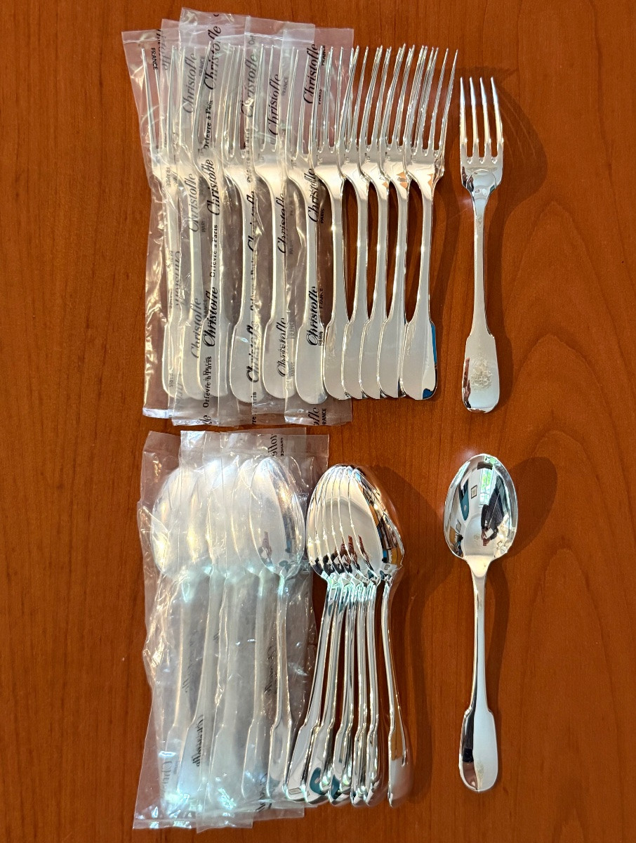 Christofle Cluny Flatware, 12 Forks, 12 Spoons-photo-3