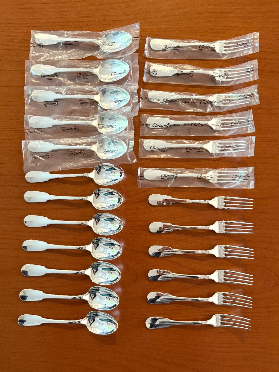 Christofle Cluny Flatware, 12 Forks, 12 Spoons-photo-4