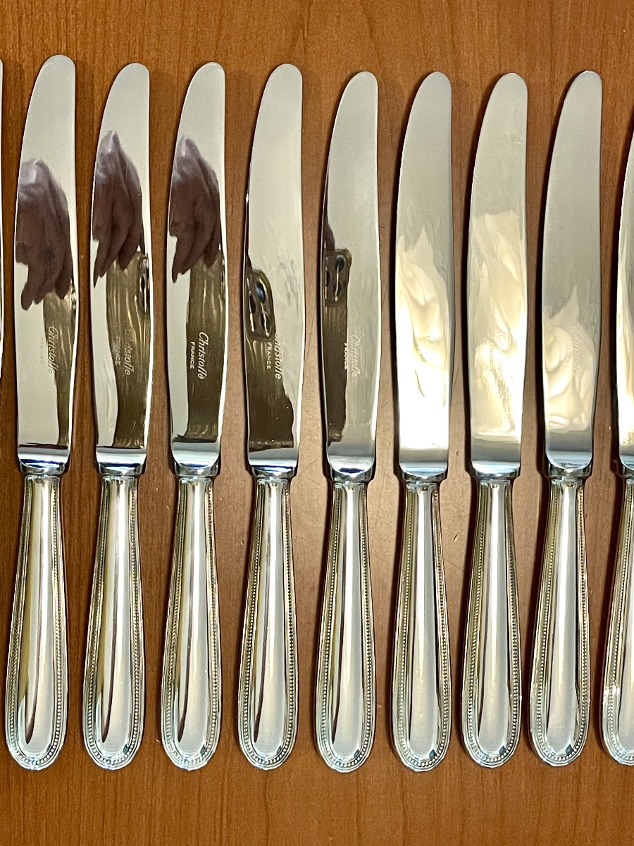 Christofle Perles, 48-piece Silverware Set In Excellent Condition -photo-2