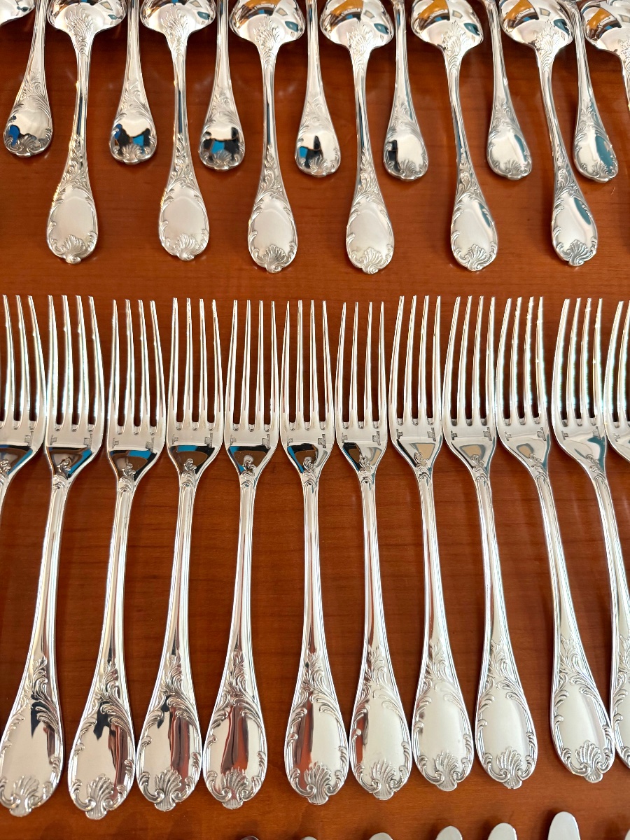 Christofle Marly, 24-person Dinner Set, 96 Pieces, In Near-new Condition  -photo-2