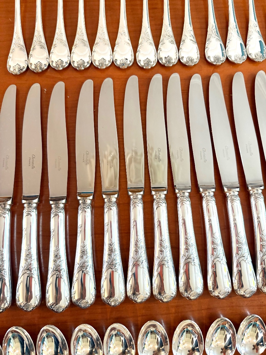 Christofle Marly, 24-person Dinner Set, 96 Pieces, In Near-new Condition  -photo-3