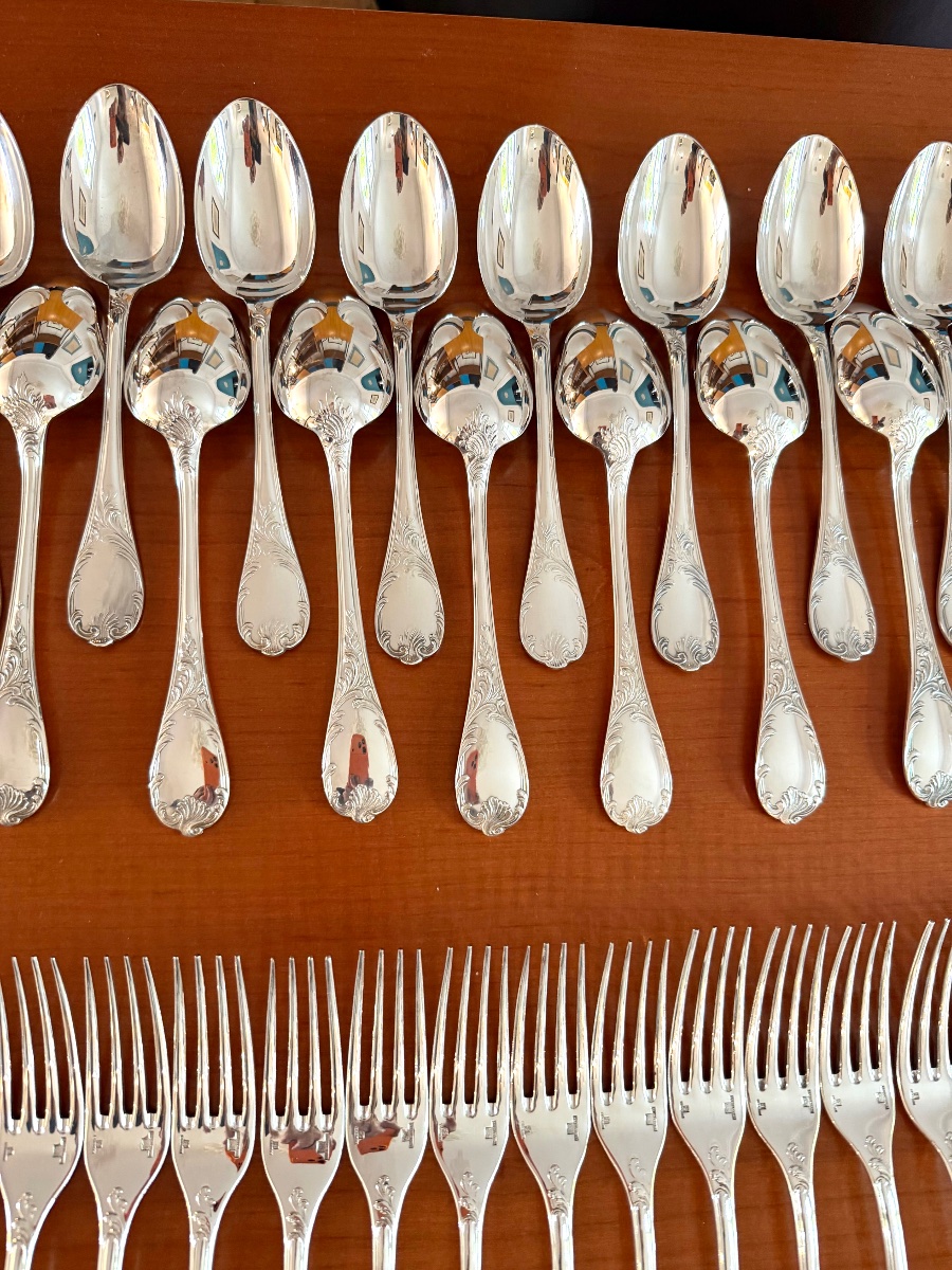 Christofle Marly, 24-person Dinner Set, 96 Pieces, In Near-new Condition  -photo-4