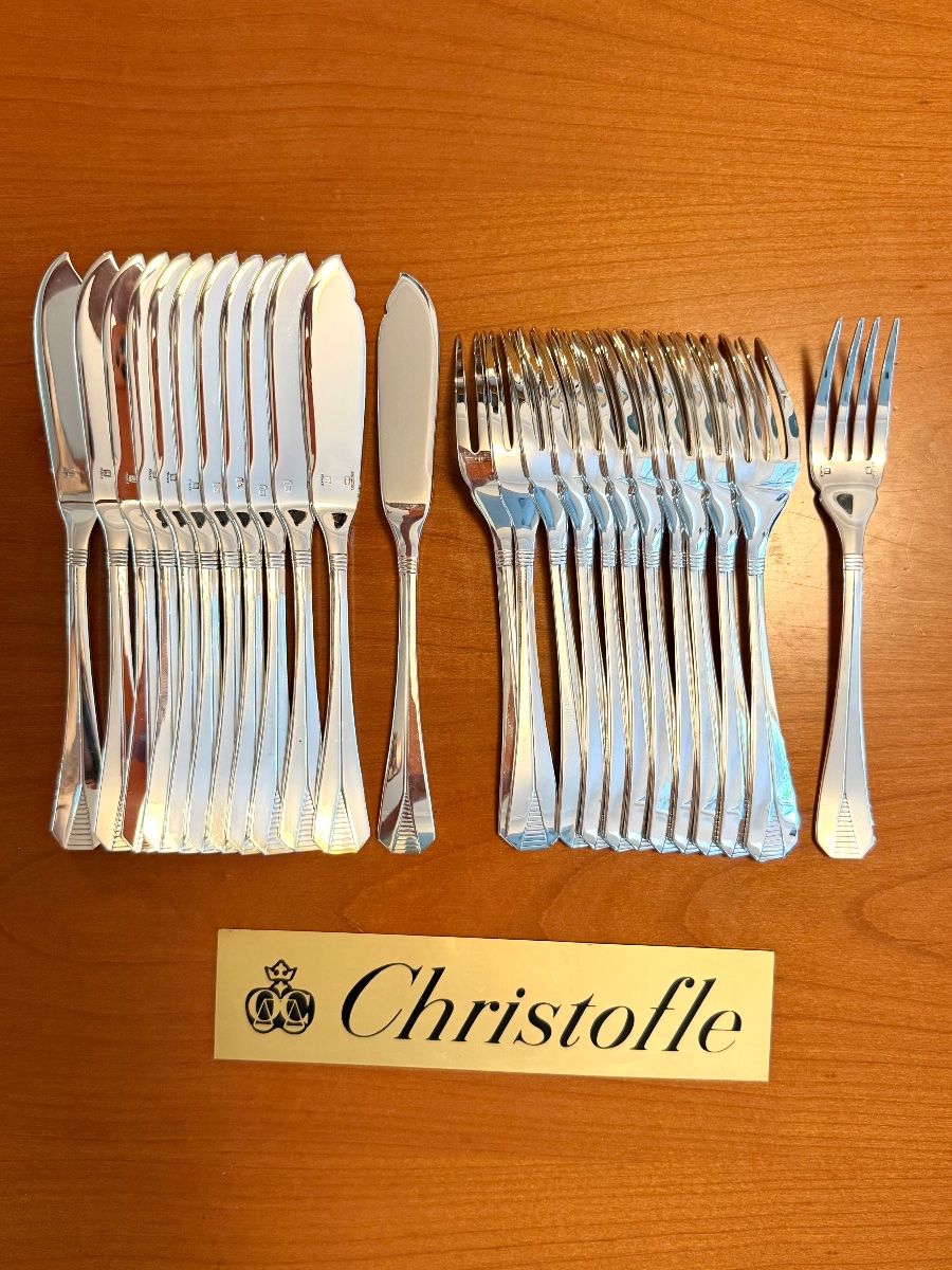 Christofle Atlantide, couverts à poisson , 24 pièces très  bon état 