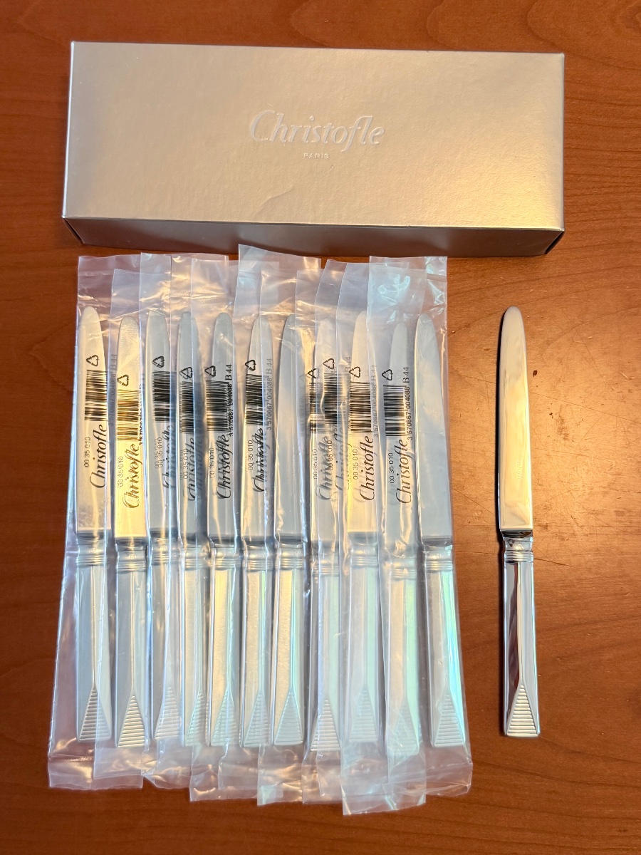 Christofle Atlantide, 12 Dessert And Cheese Knives, 19.5 Cm