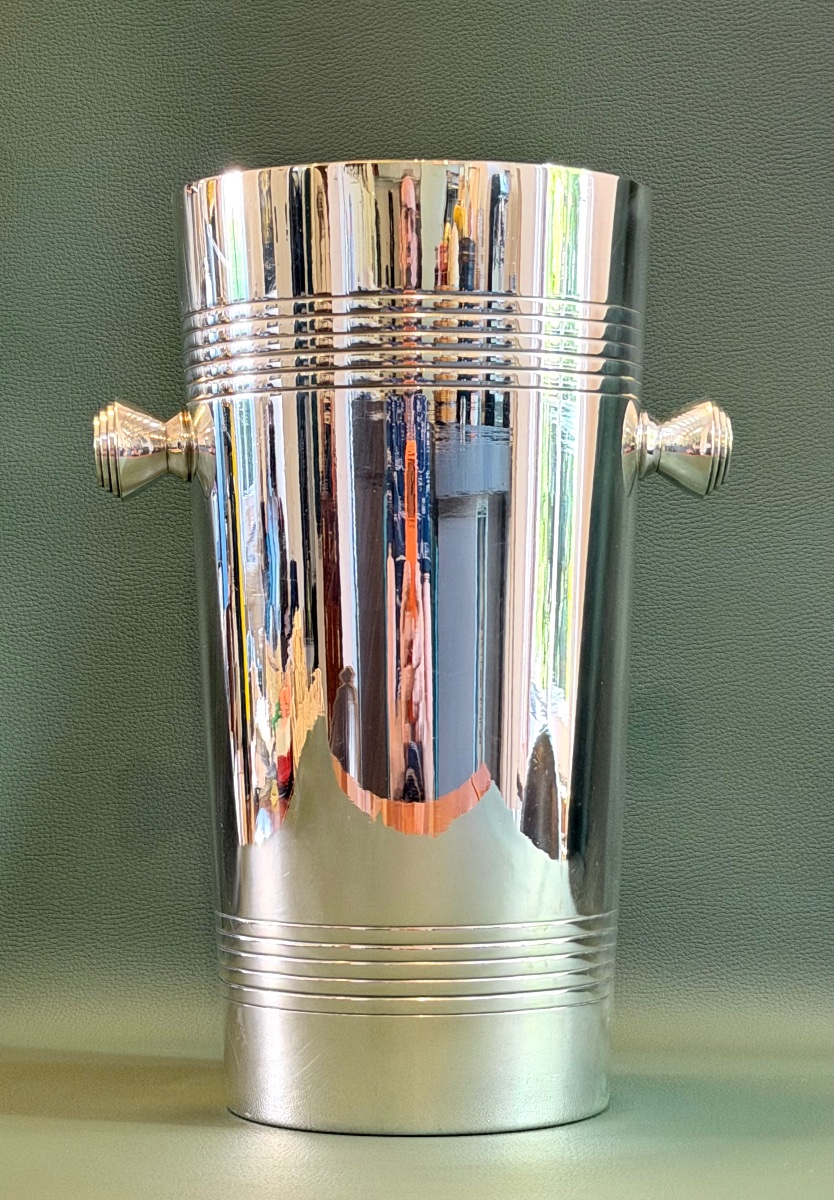 Christofle , grand seau à champagne , vin art déco H 28 cm 