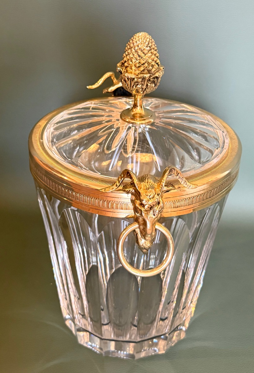 Benito Martin, Stately 33-cm Ice Bucket, Crystal And Bronze -photo-1