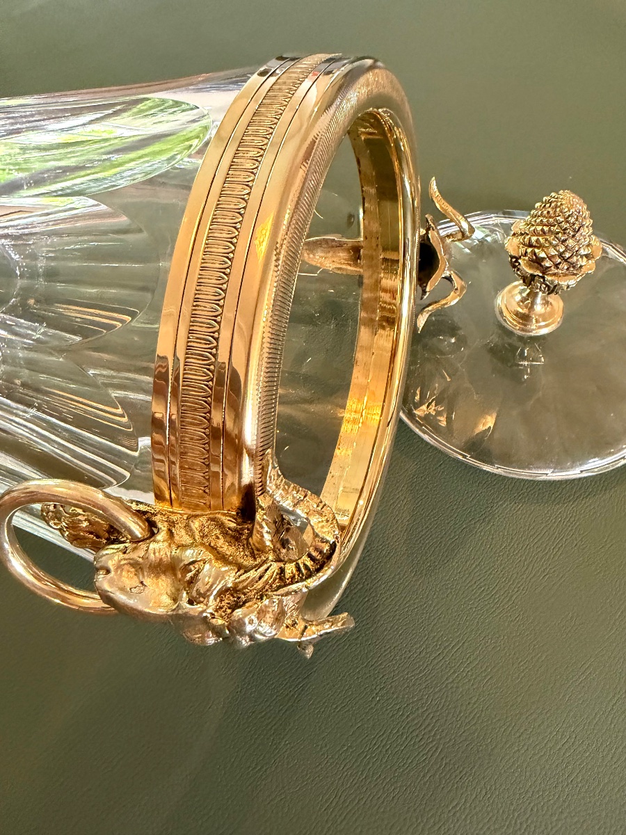 Benito Martin, Stately 33-cm Ice Bucket, Crystal And Bronze -photo-2