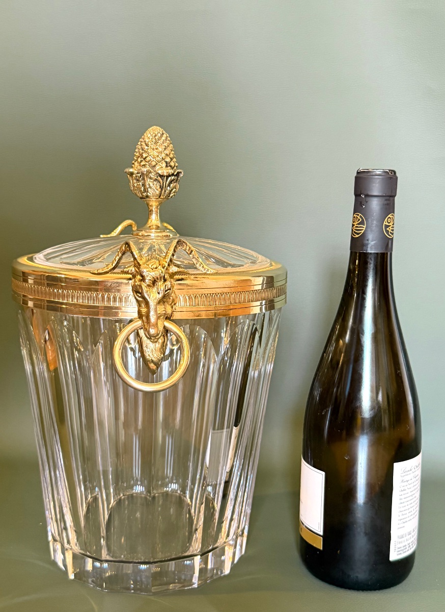 Benito Martin, Stately 33-cm Ice Bucket, Crystal And Bronze -photo-3