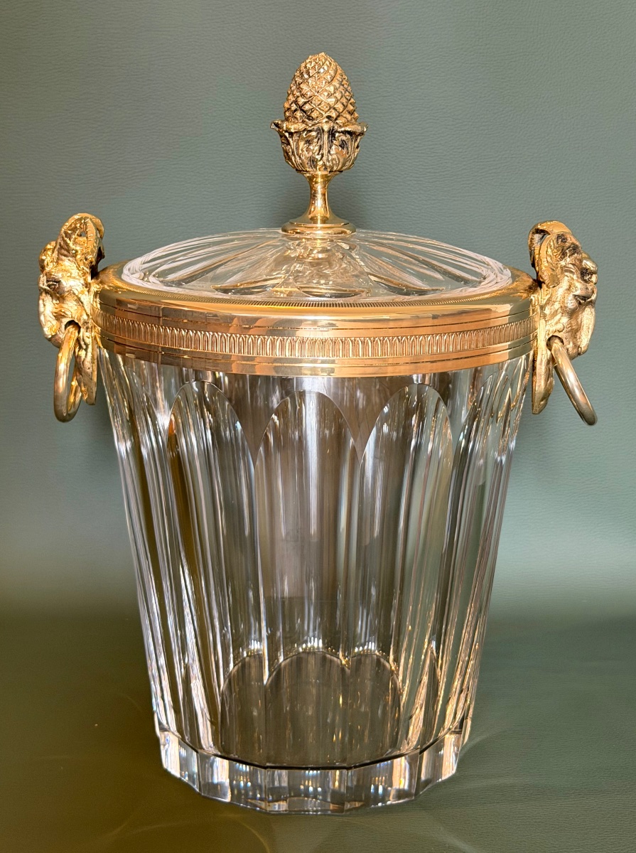 Benito Martin, Stately 33-cm Ice Bucket, Crystal And Bronze 