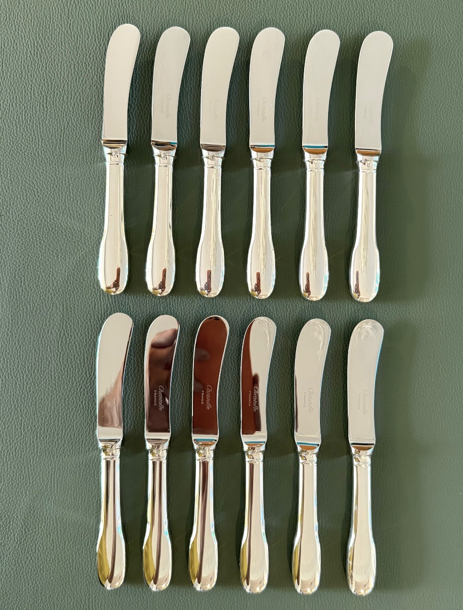 Christofle Cluny , 12 tartineurs , couteaux à beurre-photo-1