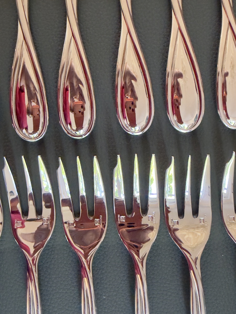 Christofle Galéa, 12 Cake Forks, Like New -photo-4