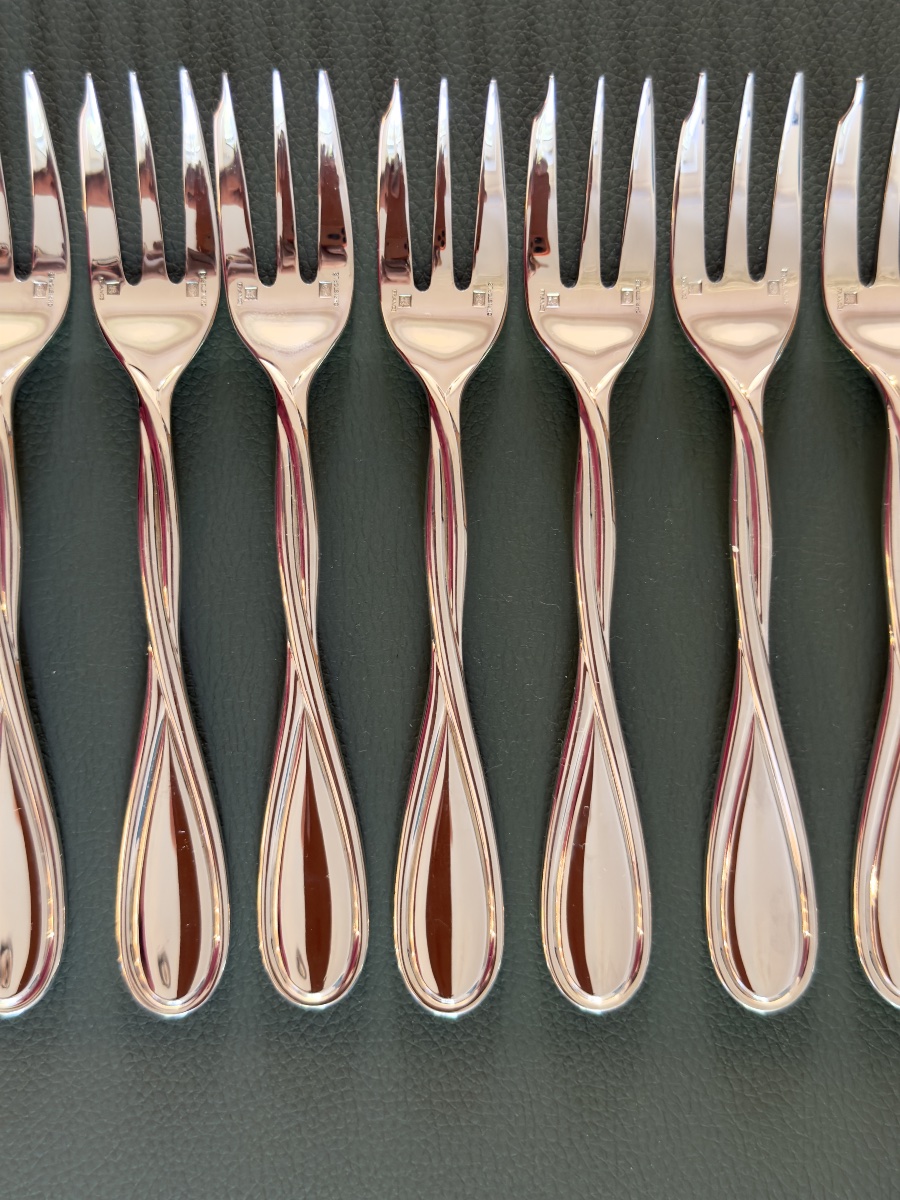 Christofle Galéa, 12 Cake Forks, Like New -photo-1