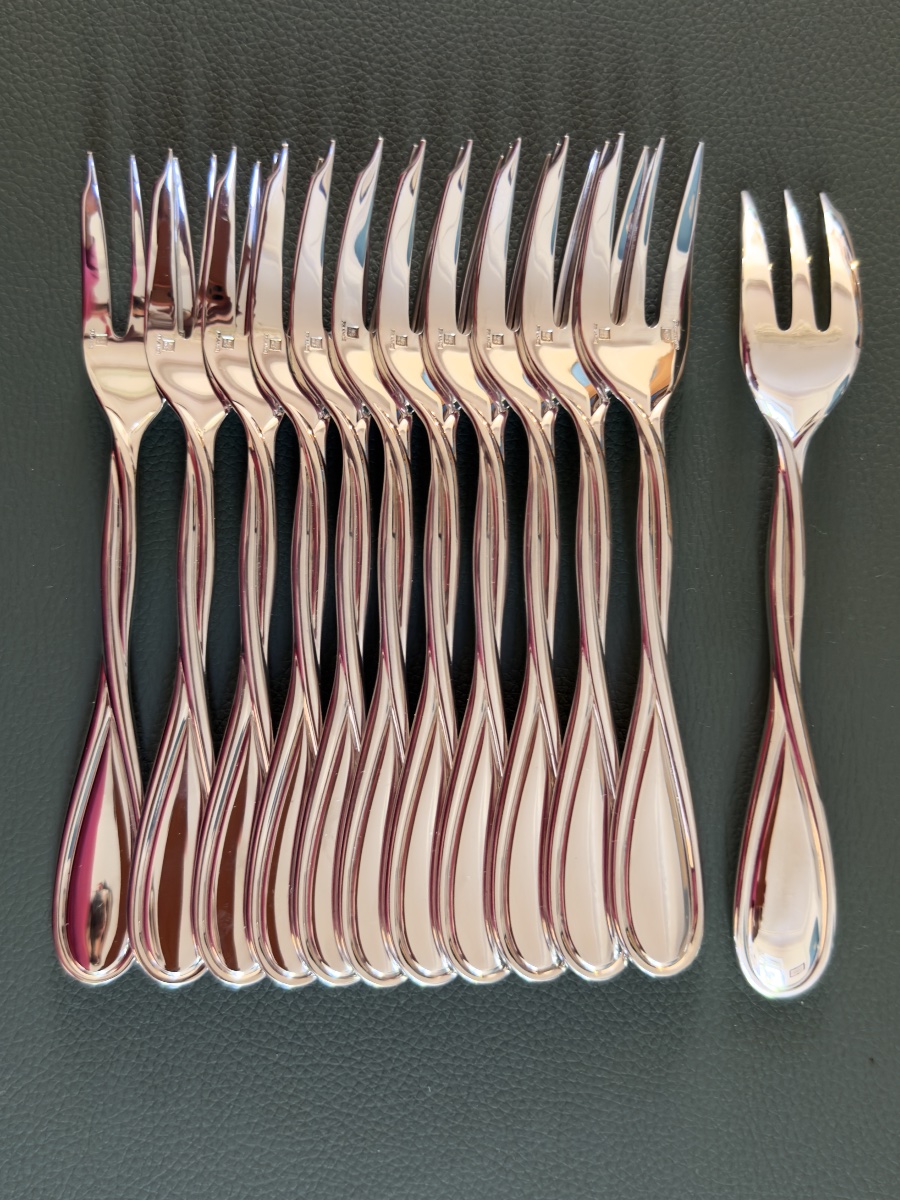 Christofle Galéa, 12 Cake Forks, Like New 