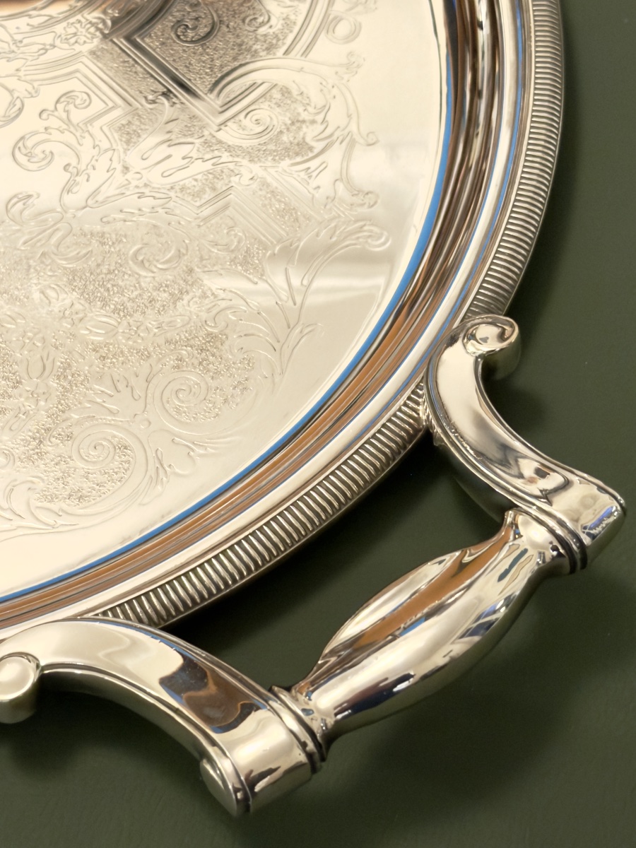 Christofle Serving Platter, 63x42, With Guilloché Regency Design-photo-3