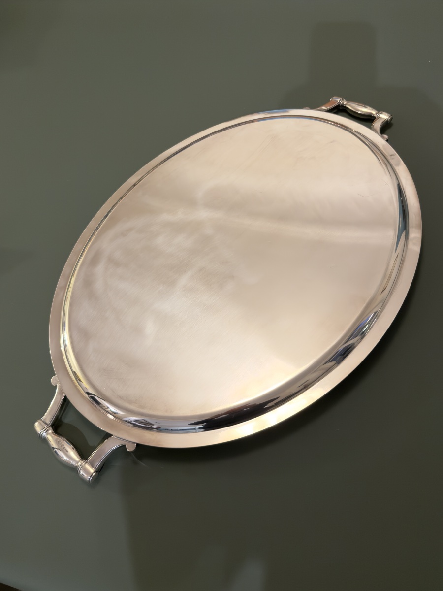Christofle Serving Platter, 63x42, With Guilloché Regency Design-photo-4