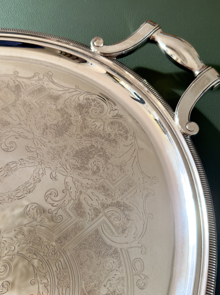 Christofle Serving Platter, 63x42, With Guilloché Regency Design-photo-5