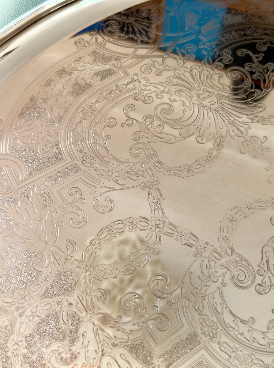 Christofle Serving Platter, 63x42, With Guilloché Regency Design-photo-6