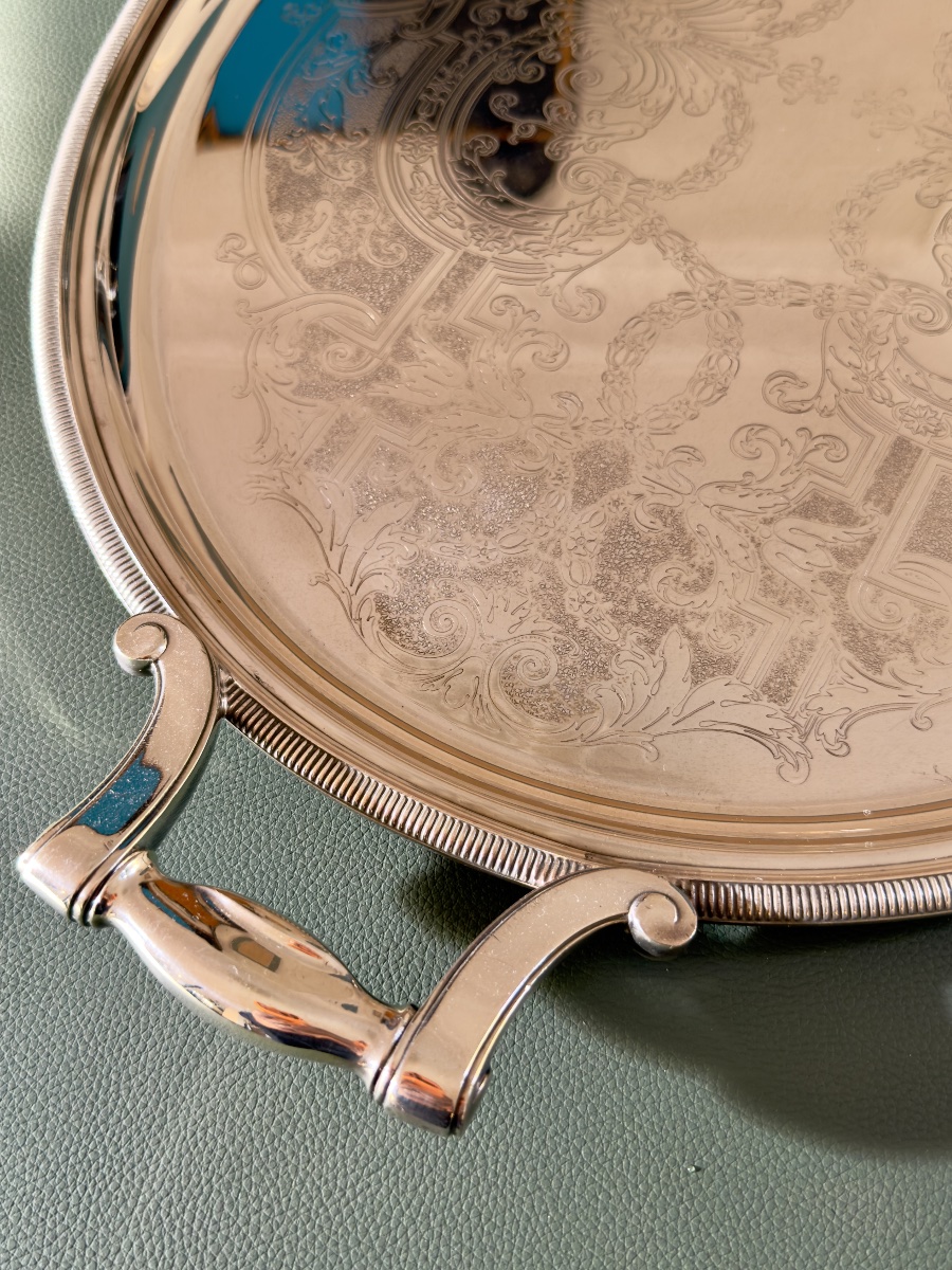 Christofle Serving Platter, 63x42, With Guilloché Regency Design-photo-7