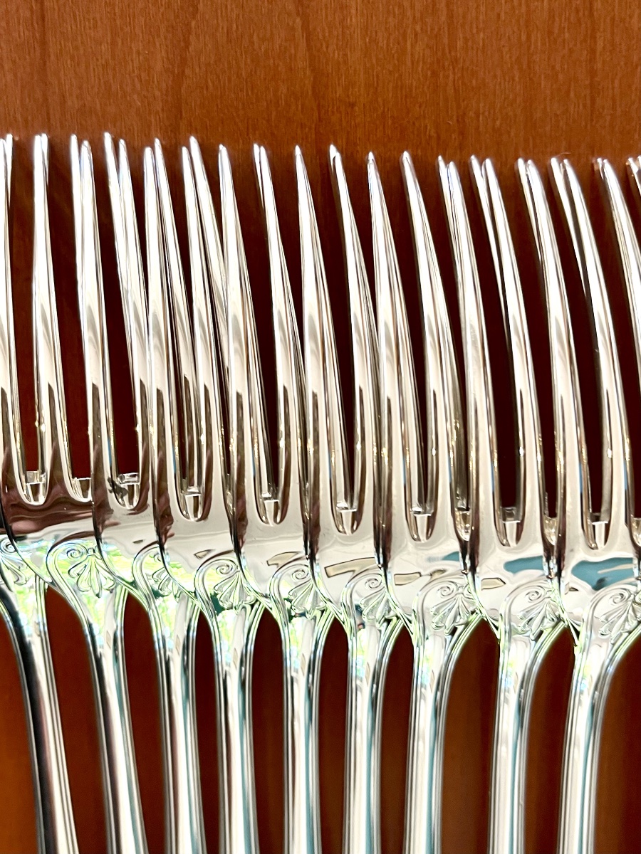Christofle, 12 Dessert Forks, 17 Cm, Like New -photo-2