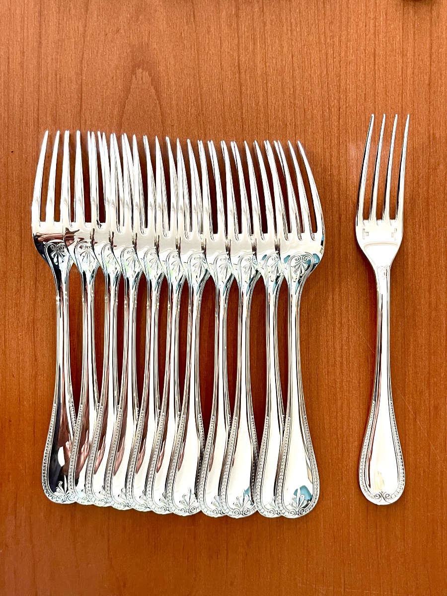 Christofle, 12 Dessert Forks, 17 Cm, Like New 
