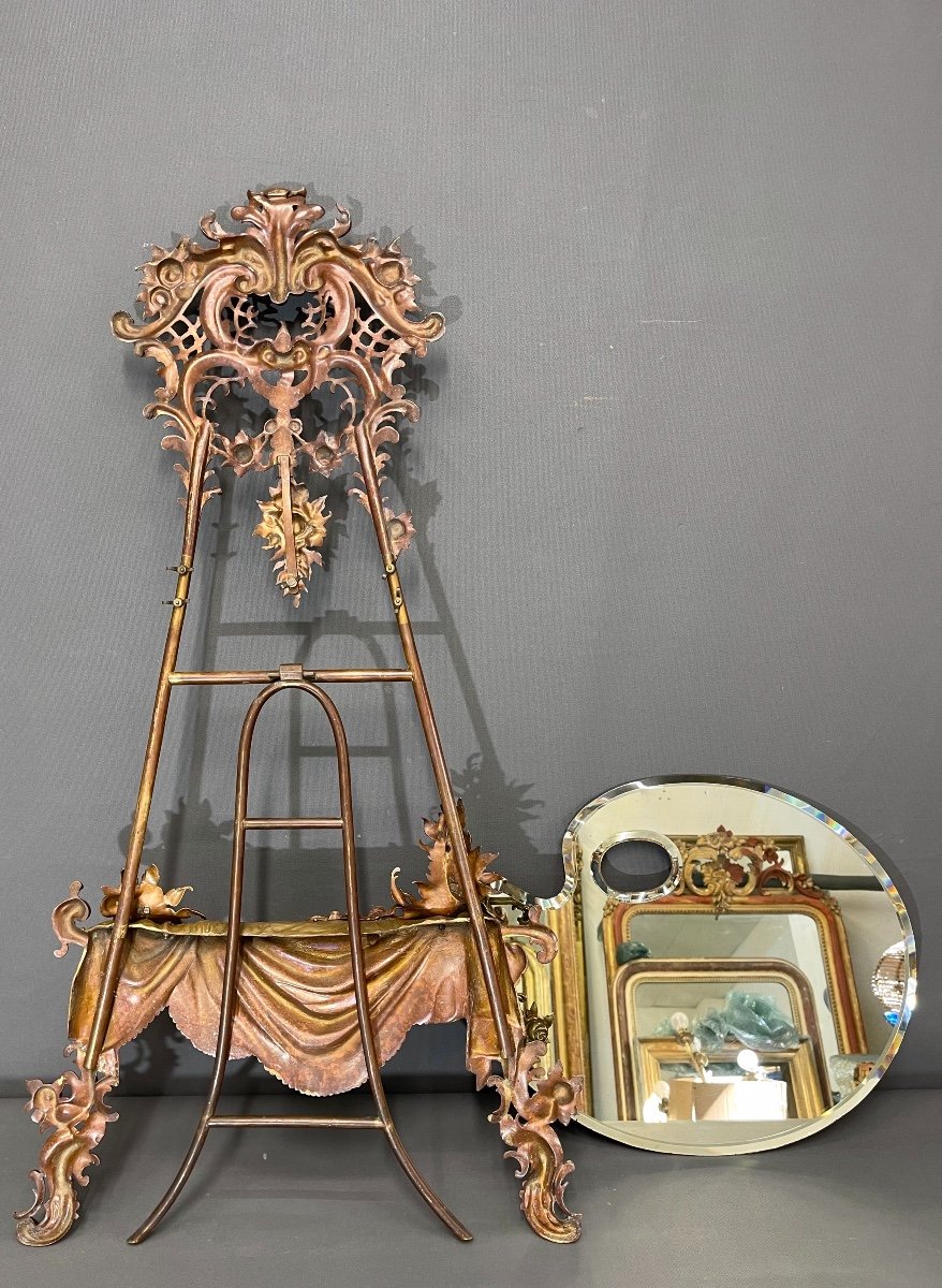 Grand Miroir De Table En Bronze Haut 89cm -photo-6