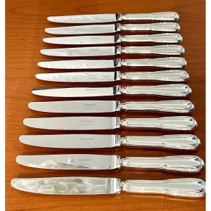 Christofle Chinon Filet 12 Dessert Knives Excellent Condition 