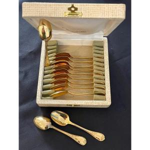 Christofle Marly 12 Golden Mocha Spoons 