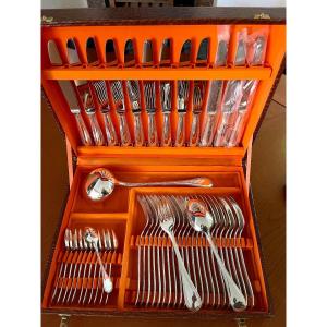 Christofle Perles Cutlery Set 49 Pieces Excellent Condition 
