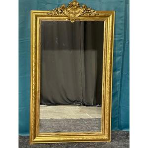 Antique Mirror 140x82.5 Cm From The 19th Century Louis Philippe, Floral Decor, Very Good Condition 
