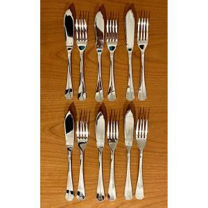 Christofle Atlantide Art Deco Fish Cutlery 