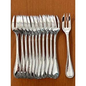 Christofle Malmaison, 12 Dessert Cake Forks, 15.8 Cm 