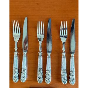 Christofle peau de lion , couverts à fruits 