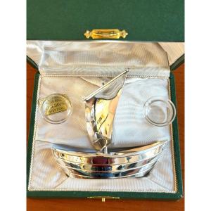 Christofle ,gallia ,salières en forme de bateau ,voilier 