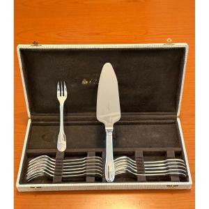 Christofle Cluny , fourchette gâteau , pelle coupante de service