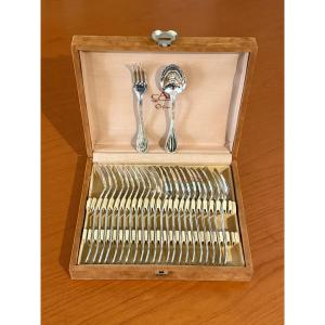 Christofle perles , 24 couverts à entremet , fourchettes et cuillères état neuf