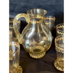 Émile Gallé ,service à orangeade ,eau . 6 verres ,1 pichet