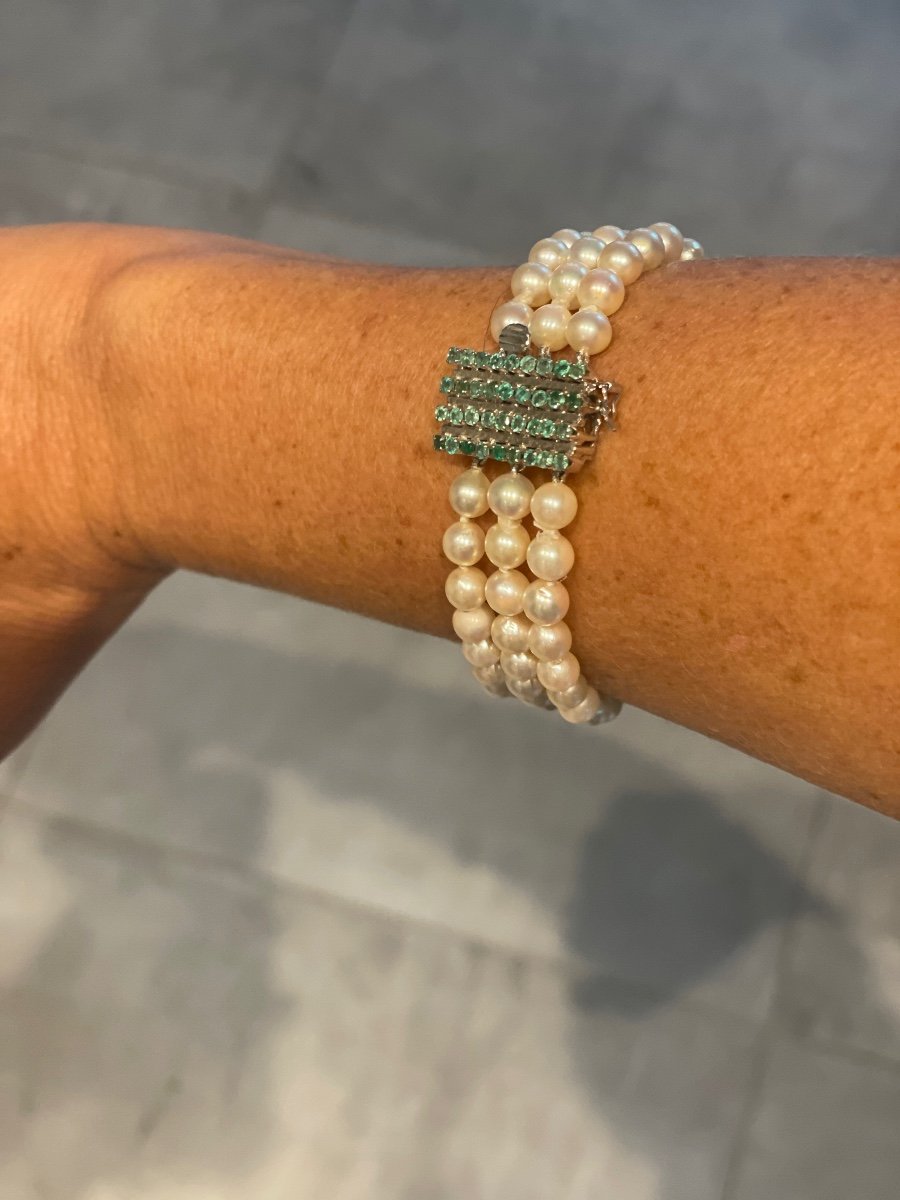 Pearl And Emerald Bracelet-photo-3