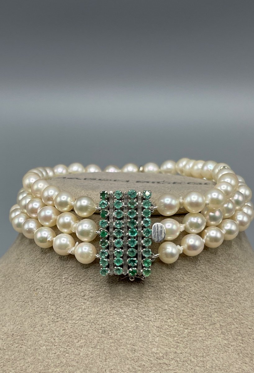 Pearl And Emerald Bracelet-photo-3