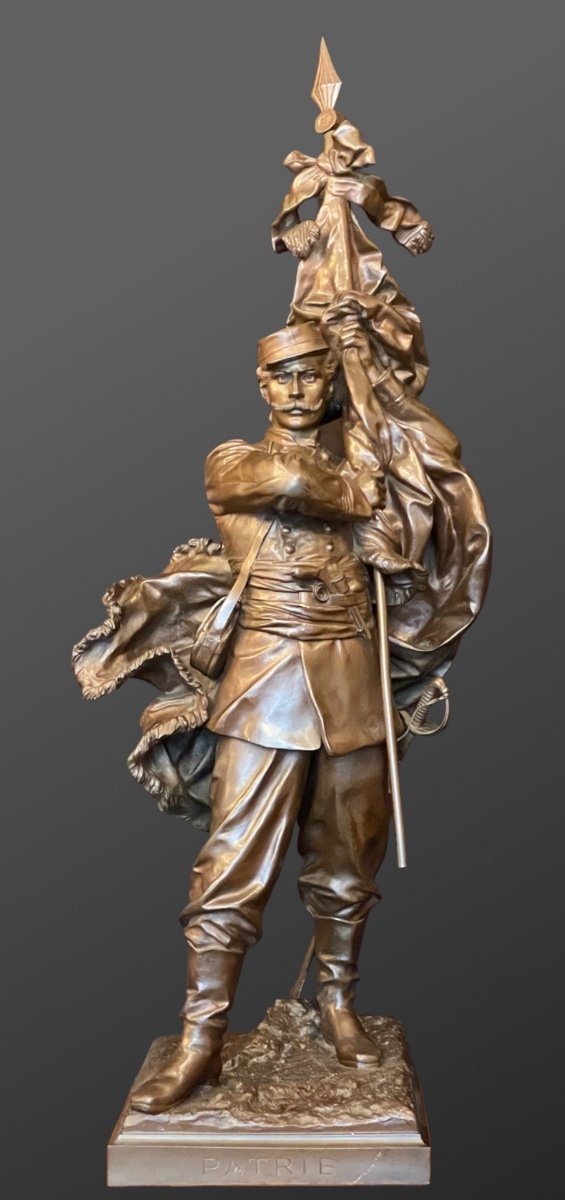 Imposante Sculpture En Bronze « patrie » XIX Siècle 