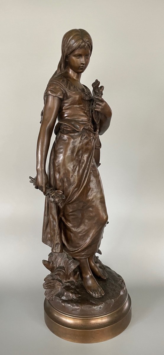 Sculpture Jeune Fille à La Mandoline Hyppolite Moreau -photo-4