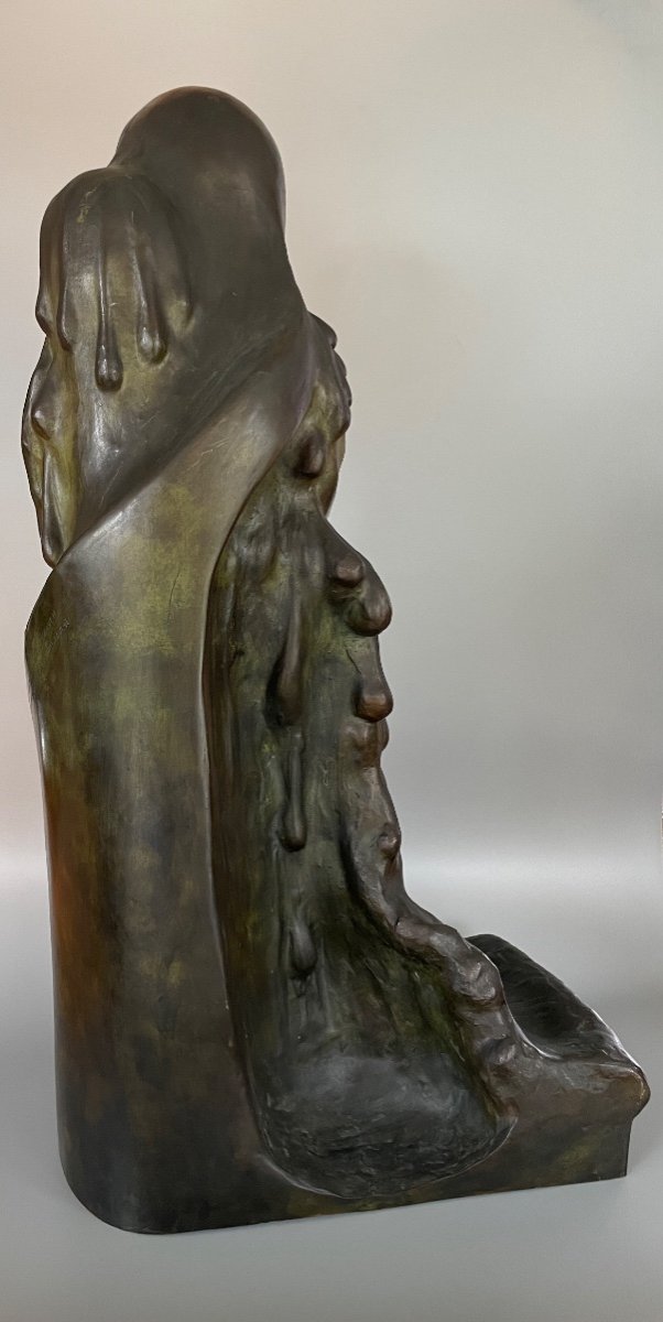 Incroyable Sculpture En Bronze Symboliste Par Jan Anteunis-photo-2