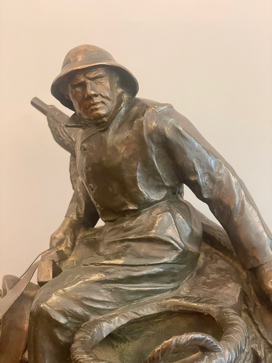 "the Shrimp Fisherman" Bronze Sculpture XIX Century-photo-3