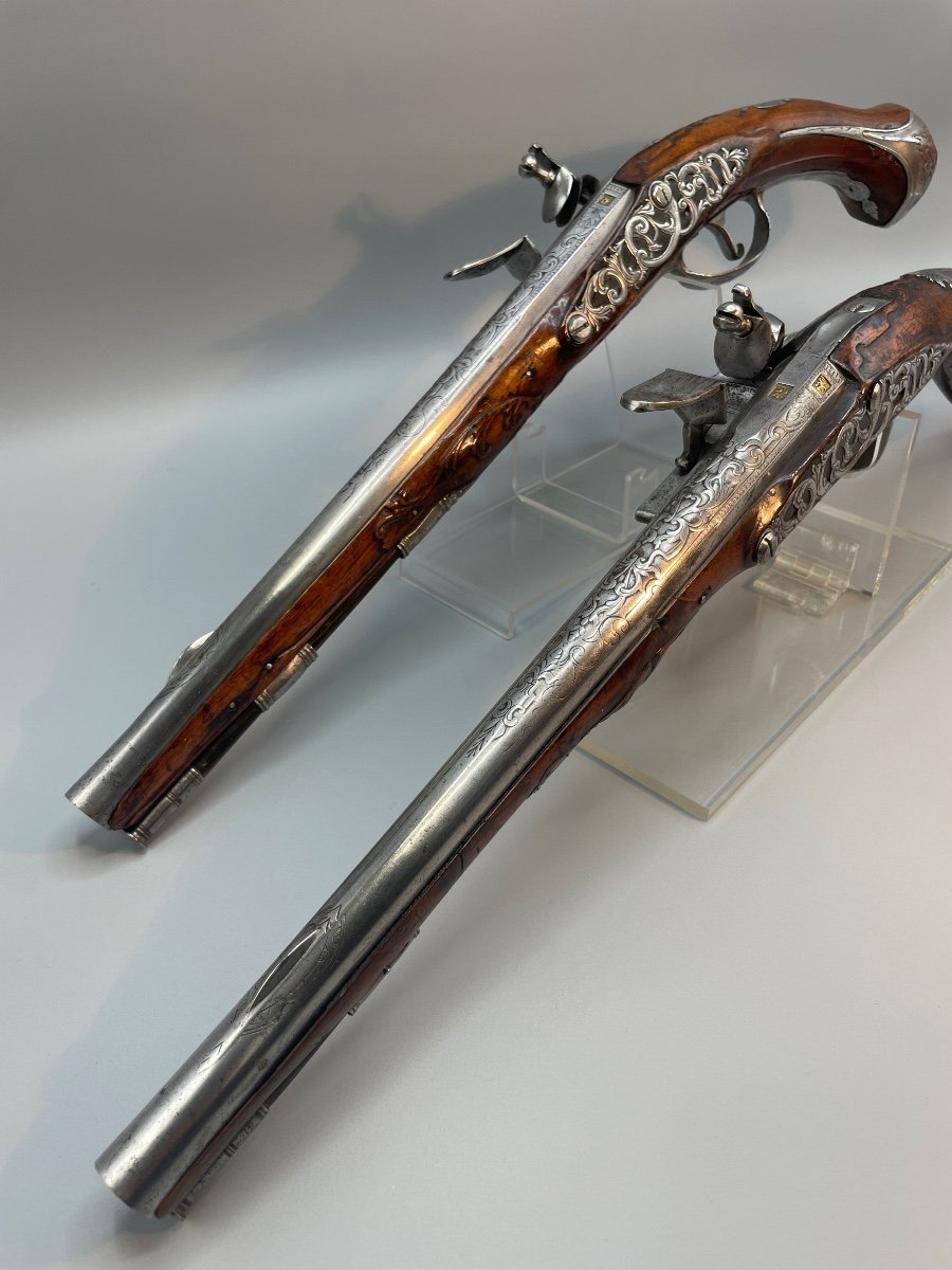 Paire De Pistolet à Silex D’époque Louis XIV-photo-4