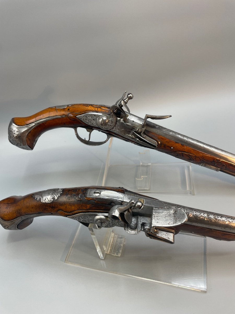Paire De Pistolet à Silex D’époque Louis XIV-photo-1