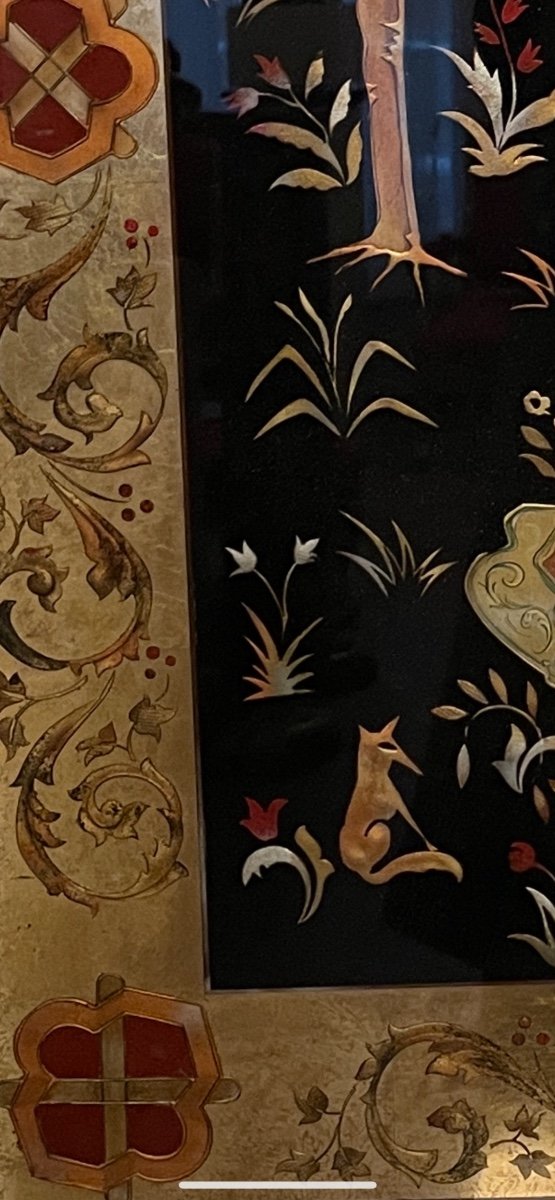 Panneau Décoratif De Style Neo Renaissance En Verre églomisé-photo-2