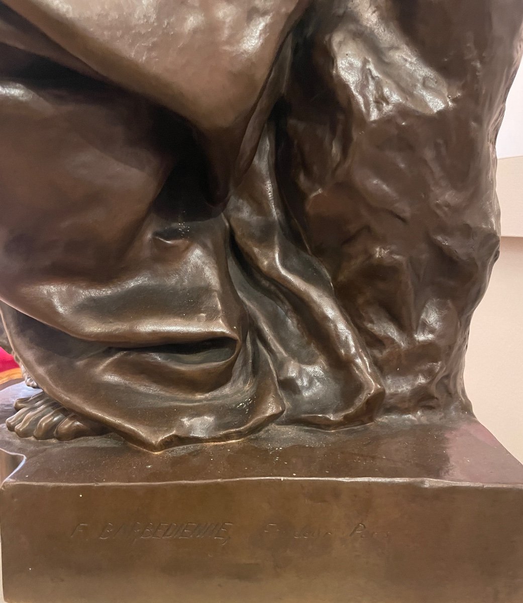 Maternity By Paul Dubois Bronze Sculpture XIX Century-photo-4