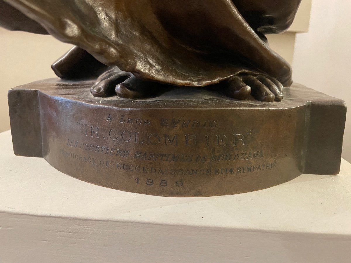 Maternity By Paul Dubois Bronze Sculpture XIX Century-photo-3