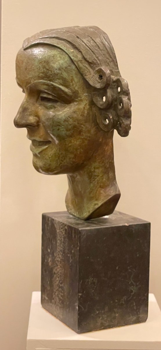 « la Jeune Sportive « Sculpture En Bronze Louis Van Cutsem-photo-2