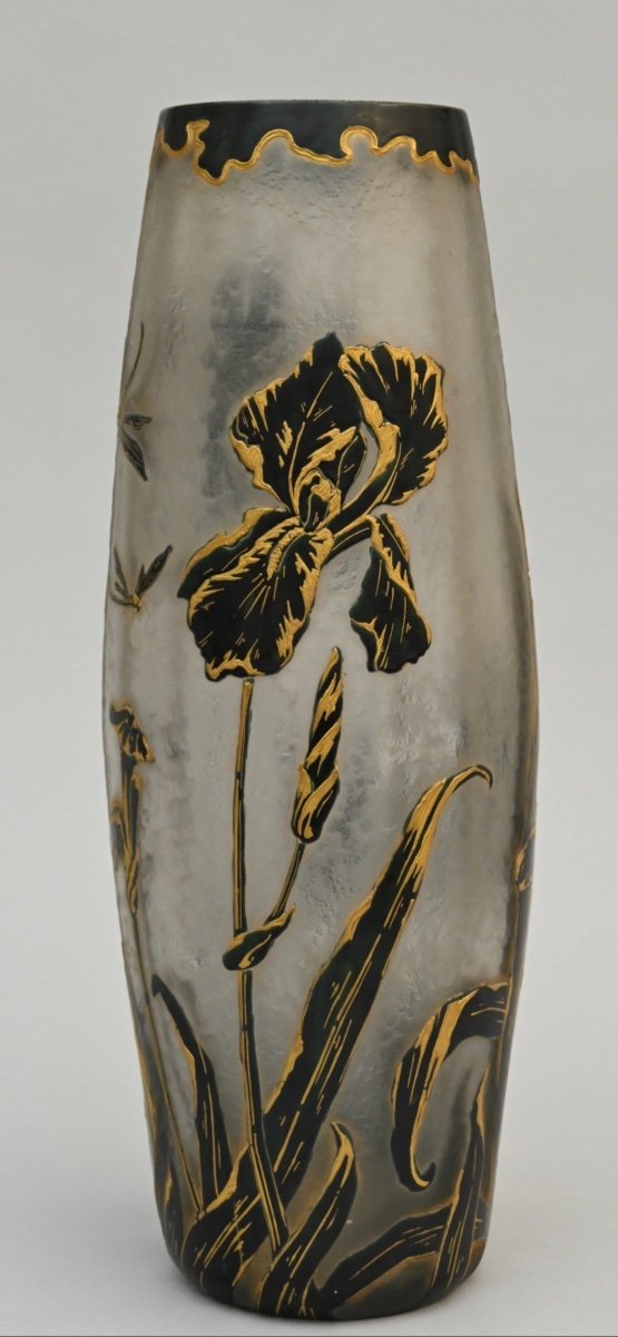 Vase Legras Montjoye Décor Aux Libellules Et Fleurs-photo-4